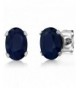 Sapphire Sterling Silver Earrings 6X4mm