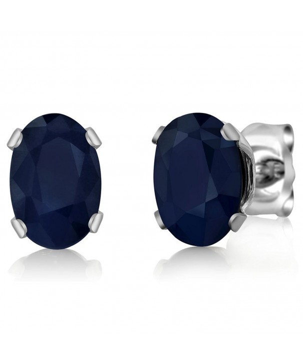 Sapphire Sterling Silver Earrings 6X4mm