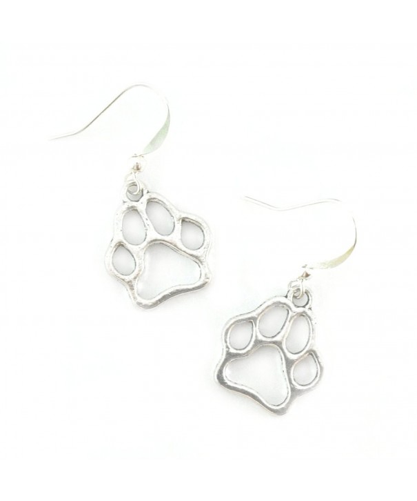 Silver Paw Print Charm Earrings