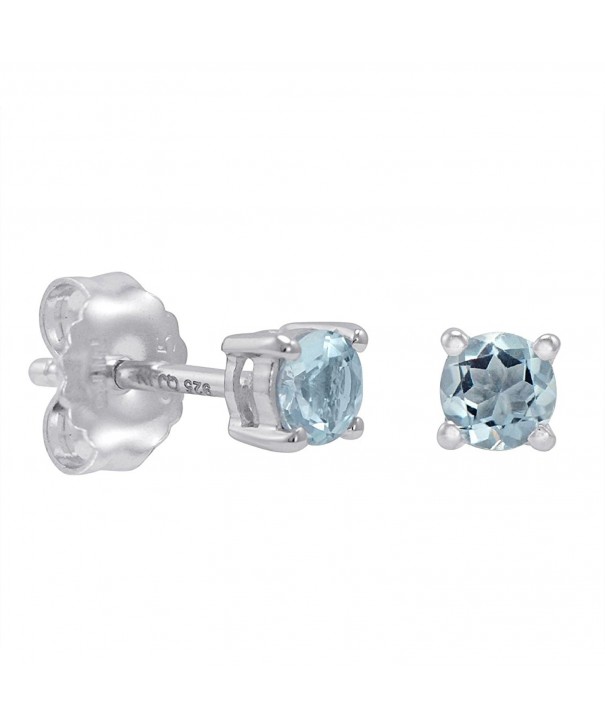 Aquamarine Stud Earrings Sterling Silver