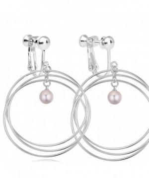 Latigerf Simulated pearls Earring Non Pierced Circle