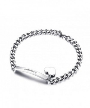 Engraving Stainless Steel Chain Bracelets Silver