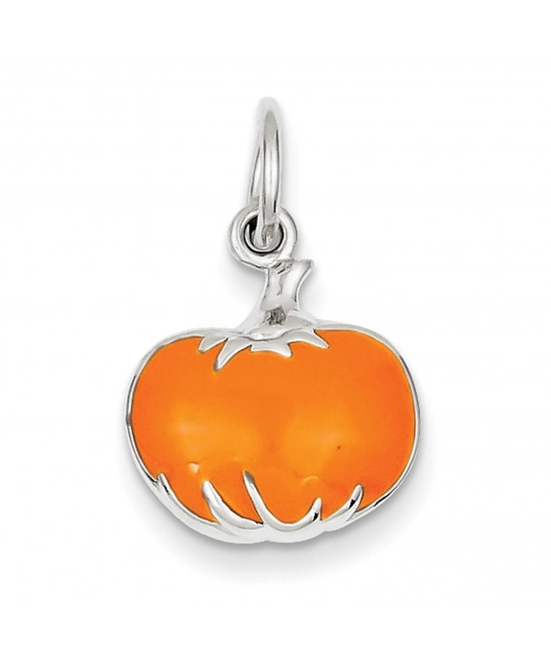 Sterling Silver Orange Enameled Pumpkin