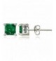 Sterling Silver Created Emerald Earrings