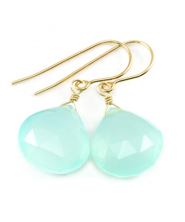 Chalcedony Earrings Faceted Teardrops Dangles