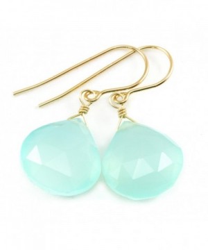 Chalcedony Earrings Faceted Teardrops Dangles