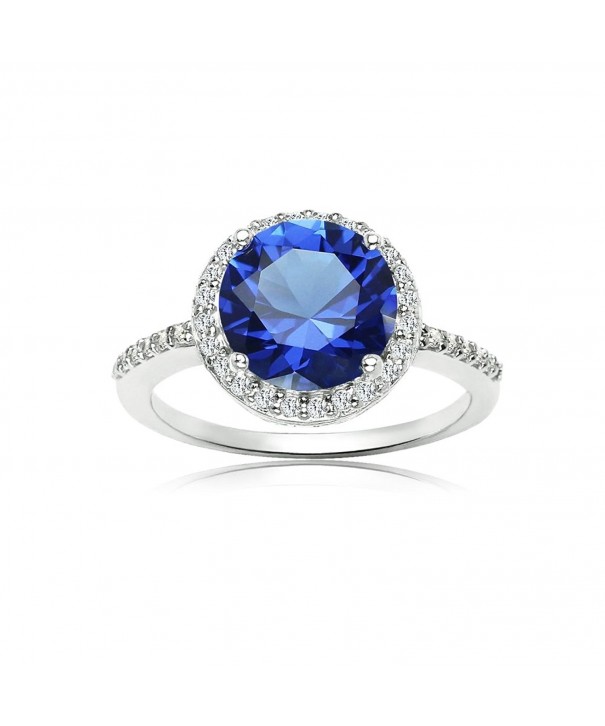 Sterling Silver Simulated Sapphire Zirconia