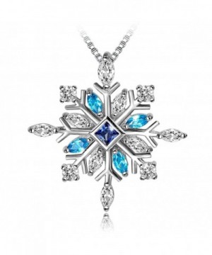 Long Way MSNE170130BU 925 Sterling Silver Snowflake Pendant Necklace with Blue CZ Long Way Fine Jewelry for Women Christmas Gift
