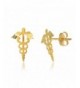 JewelStop Yellow Caduceus Medical Earrings