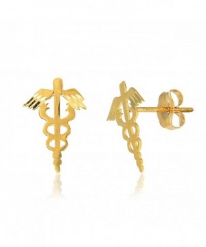 JewelStop Yellow Caduceus Medical Earrings