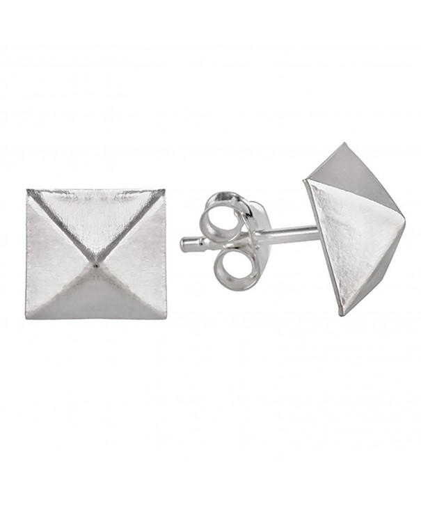 Sterling Silver Stainless Pyramid Earrings