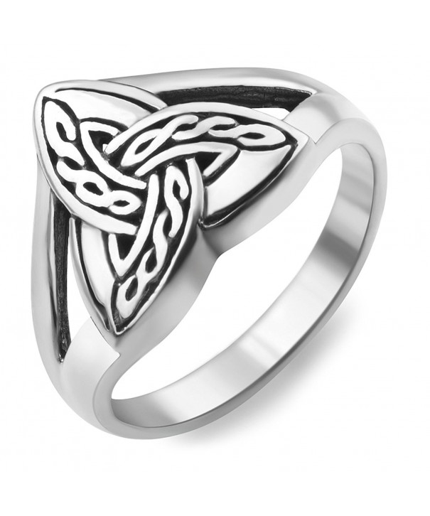 925 Sterling Silver Triquetra Trinity Knot Celtic Weave Band Ring ...