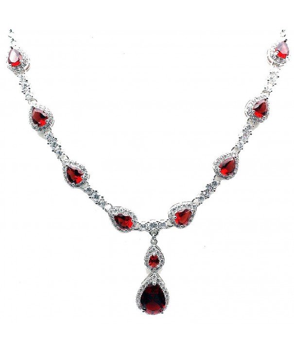 Ruby White Topaz Silver Earrings Necklaces Two-piece - CD12JZ4PY1N