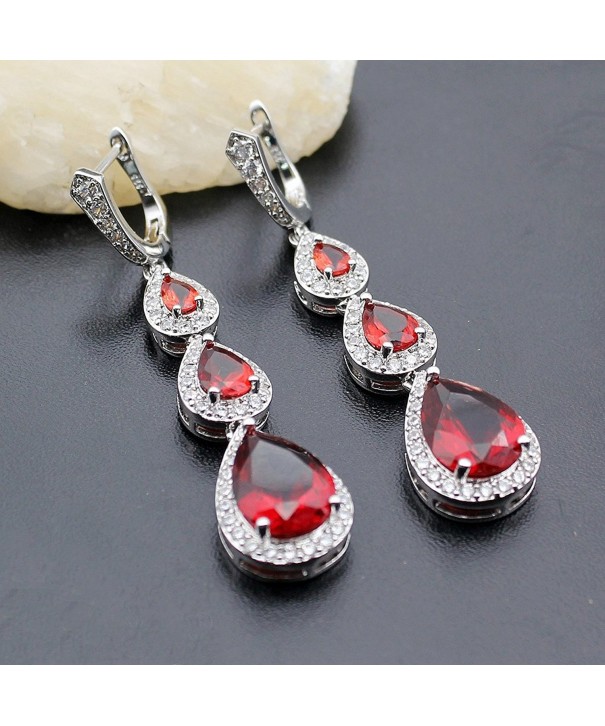 Ruby White Topaz Silver Earrings Necklaces Two-piece - CD12JZ4PY1N