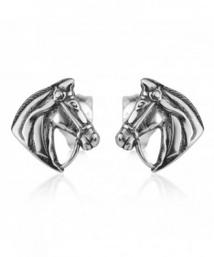 Oxidized Sterling Vintage Equestrian Earrings