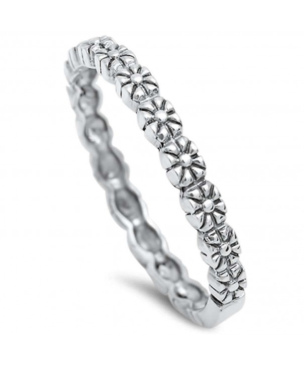 Cute Flower Band Sterling Silver