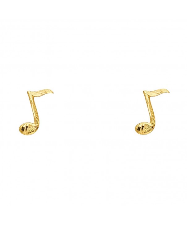 Yellow Gold Music Note Earrings