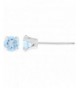 Round Aquamarine White Birthstone Earrings