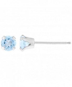 Round Aquamarine White Birthstone Earrings