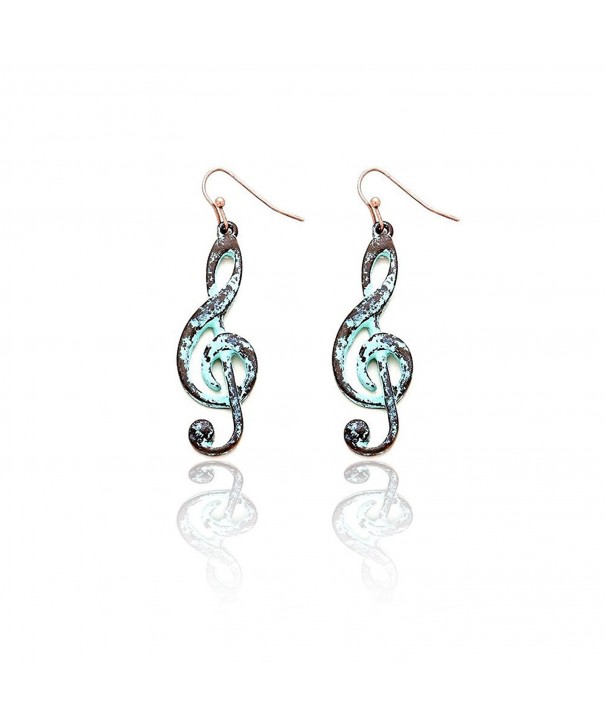 Patina Treble Clef Drop Earrings