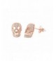 Rose Sterling Silver Skull Earrings