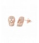 Rose Sterling Silver Skull Earrings