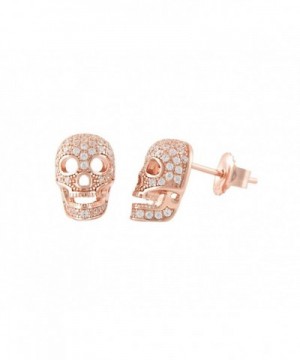 Rose Sterling Silver Skull Earrings