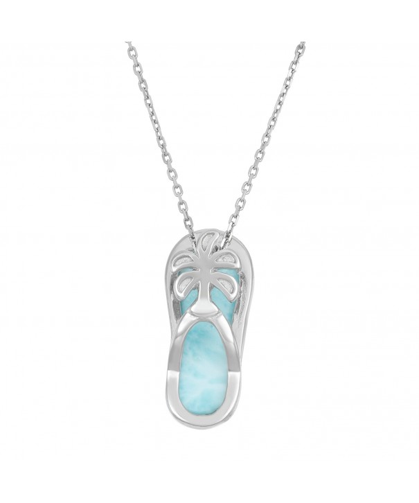 Sterling Natural Larimar Flip Flop Pendant