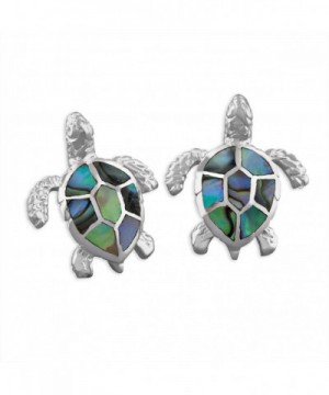 Sterling Silver Abalone Turtle Earrings