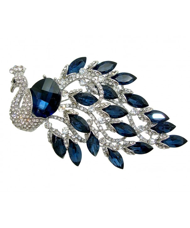 TTjewelry Silver tone Gorgeous Peacock Austrian