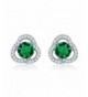 GULICX Floral Zirconia Earrings Emerald color