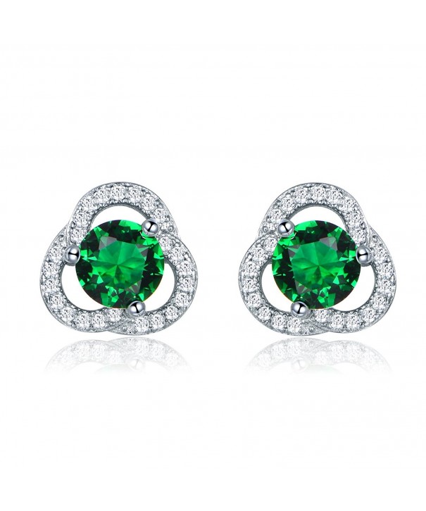 GULICX Floral Zirconia Earrings Emerald color