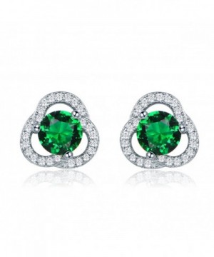 GULICX Floral Zirconia Earrings Emerald color