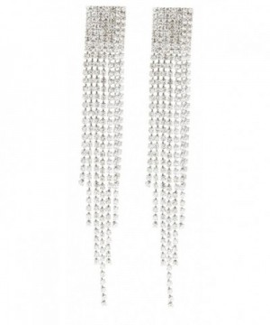 Silvertone 4.5 Inch Chandelier with Tassels and Stones Earrings (E-1064 ...