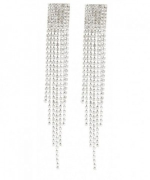 Silvertone Chandelier Tassels Stones Earrings
