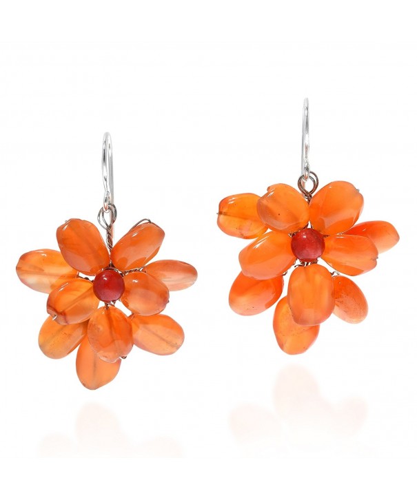 Cluster Simulated Carnelian Sterling Earrings