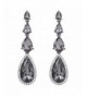 BriLove Teardrop Chandelier Earrings Black Silver Tone