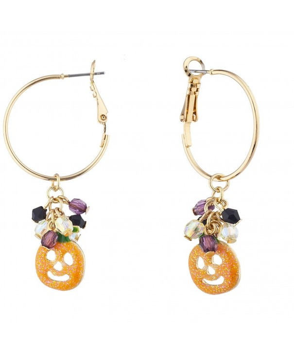 Lux Accessories Glitter Pumpkin Beaded Halloween Drop Earring