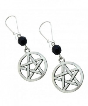 Pentacle Silver Earrings Pentagrams Crystals