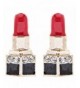 Lipstick Crystal Rhinestone Enamel Earrings