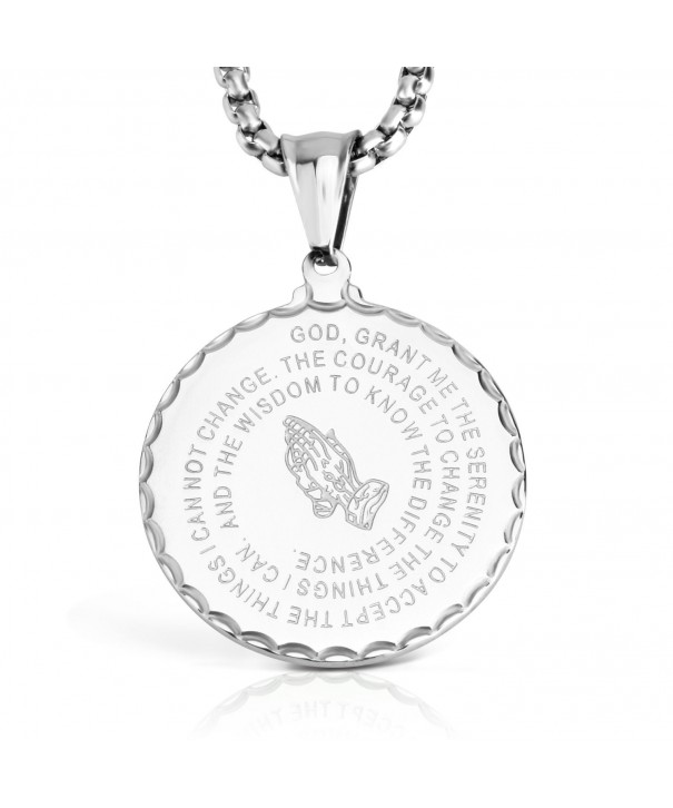 Stainless Necklace HandsCoin Embossed scripture