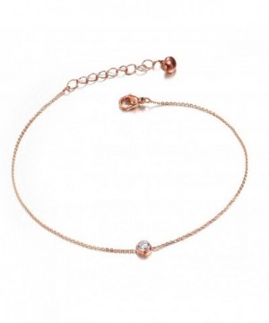 Simple Zircon Solitaire Anklet Plated