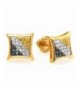 Yellow Sterling Diamond Setting Earrings