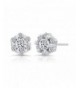 Sterling Silver Flower Earring Zirconia