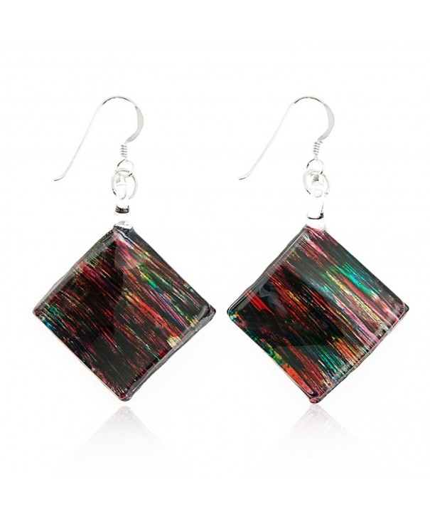 Sterling Painted Multi Colored Abstract Earrings