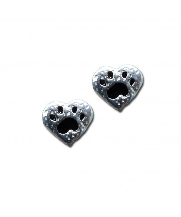 Paw Print Heart Stud Earrings