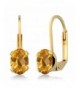 Checkerboard Citrine 4 prong Leverback Earrings