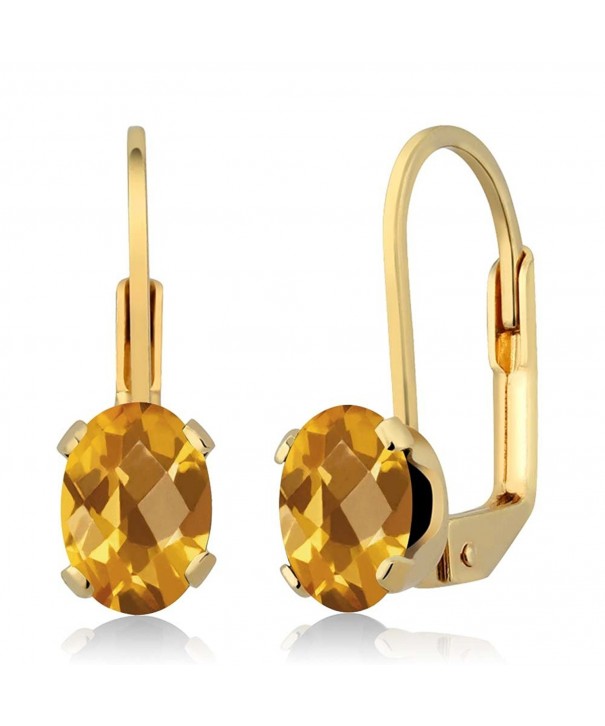 Checkerboard Citrine 4 prong Leverback Earrings