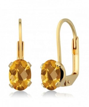 Checkerboard Citrine 4 prong Leverback Earrings