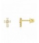 Yellow Religious Screwback Earrings 0 30Ct